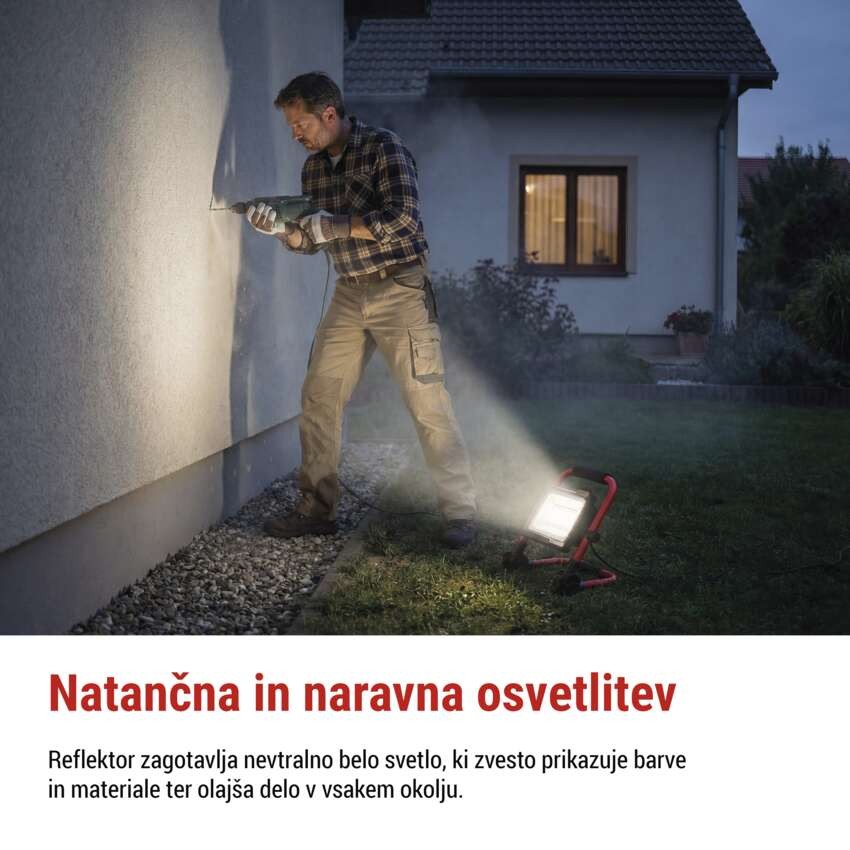 LED reflektor ELION 50W, rdeča-črn, IP65, 8000 lm, nevtralna bela