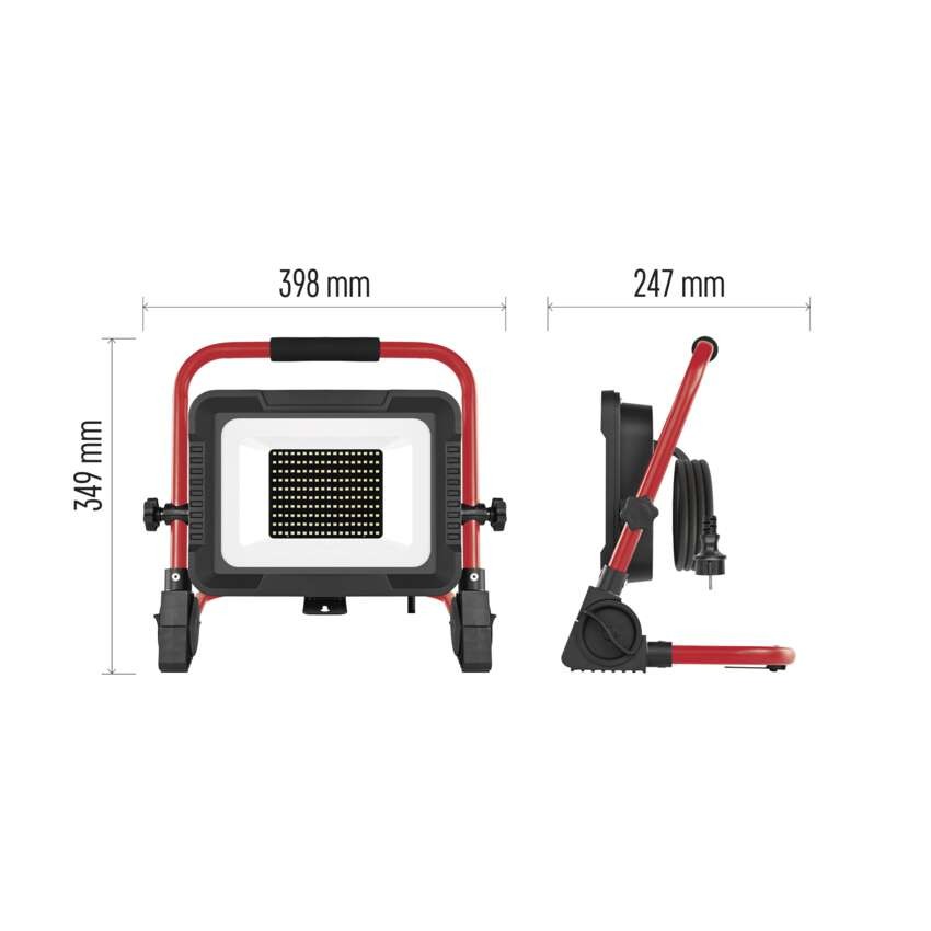 LED reflektor ELION 100W, červeno-černý, IP65, 16 000 lm, neutrální bílá