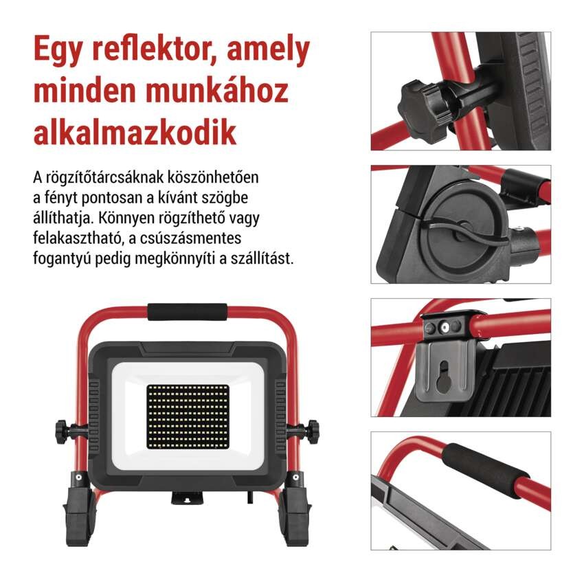 LED reflektor ELION 100W, red-fekete, IP65, 16 000 lm, természetes fehér