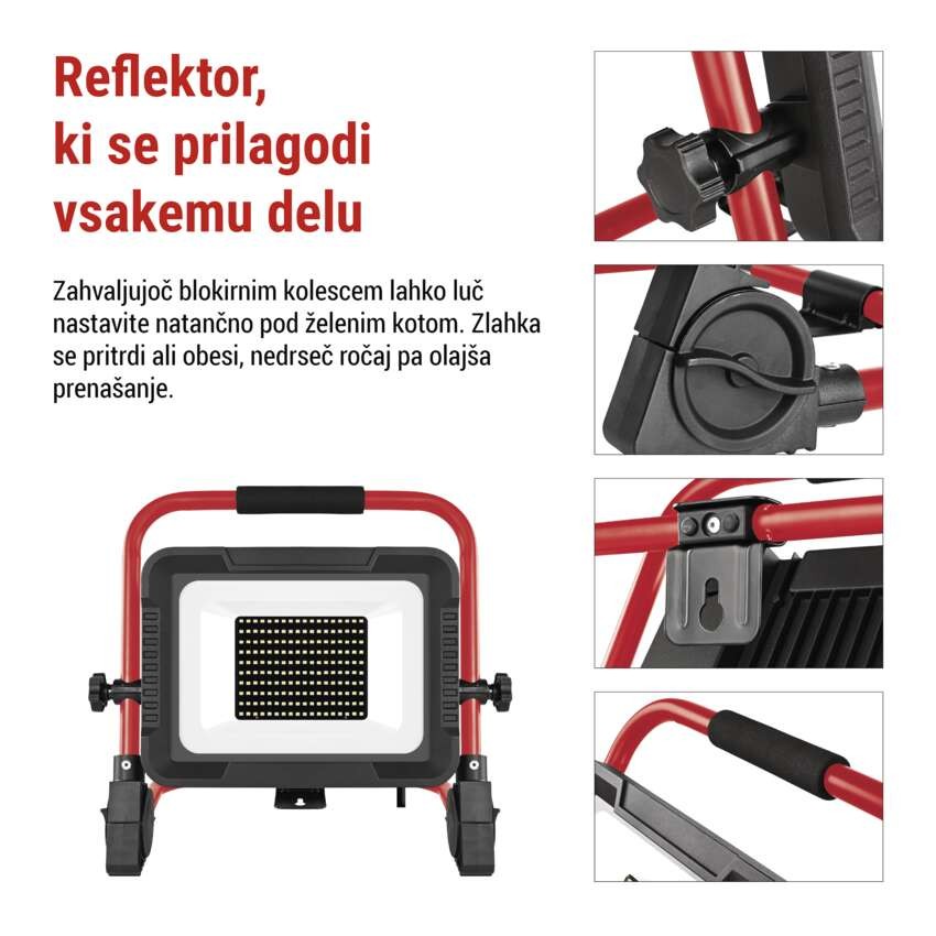 LED reflektor ELION 100W, rdeča-črn, IP65, 16 000 lm, nevtralna bela