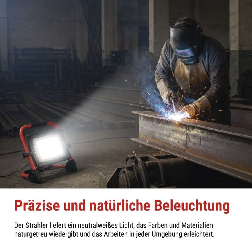 LED reflektor ELION 100W, rot-schwarz, IP65, 16 000 lm, neutralweiß