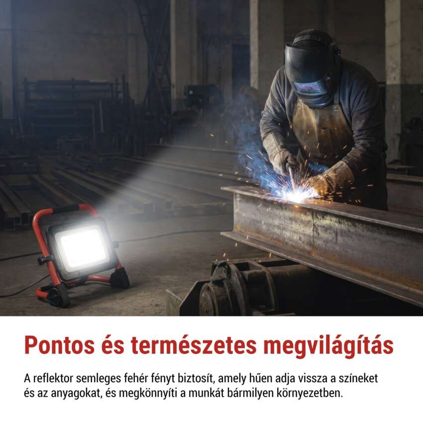 LED reflektor ELION 100W, red-fekete, IP65, 16 000 lm, természetes fehér