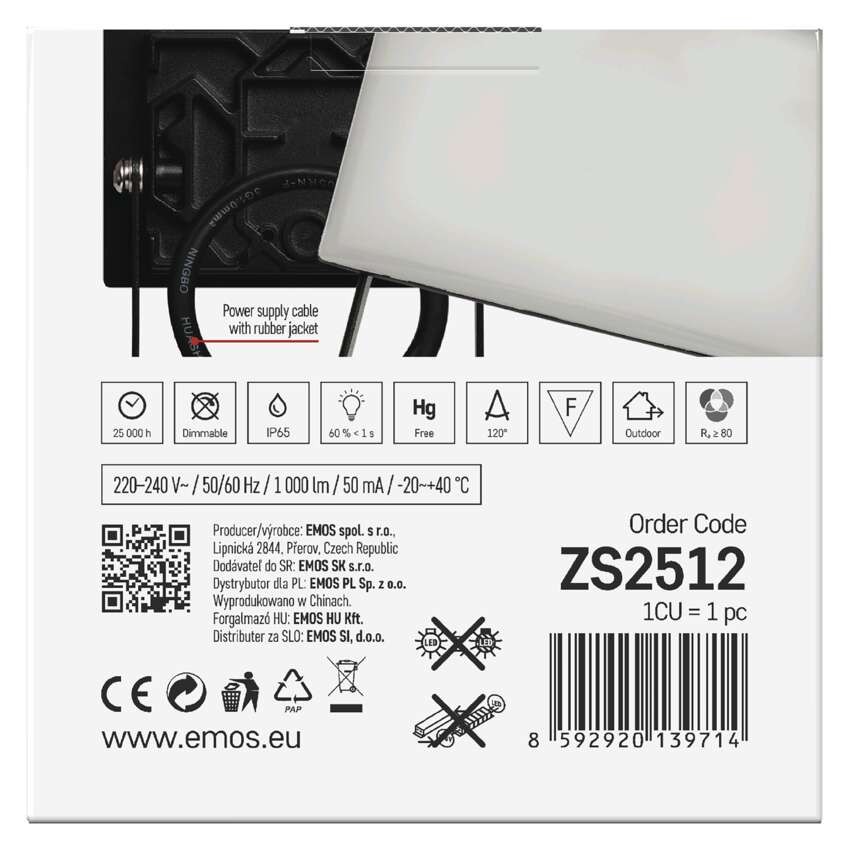 LED reflektor TAMBO, 10 W, 1000 lm, IP65, černý