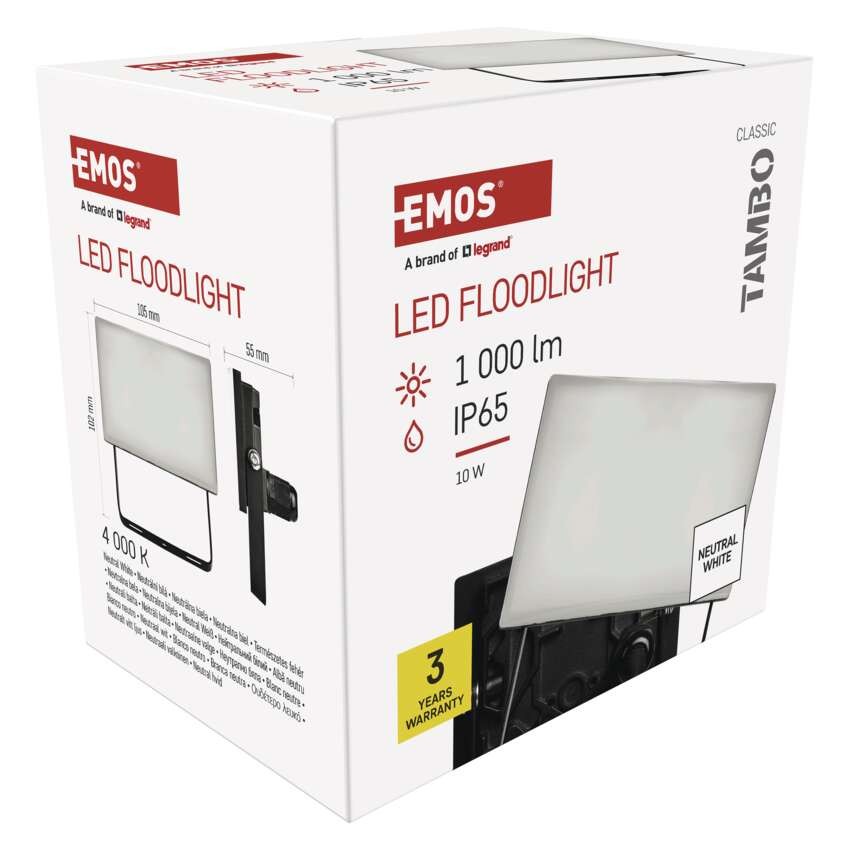 LED reflektor TAMBO, 10 W, 1000 lm, IP65, černý