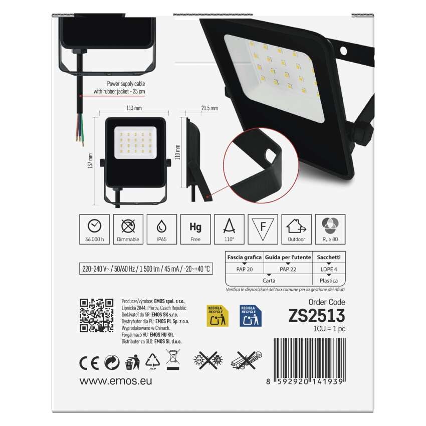 LED reflektor VISIO, 10 W, černý, neutrální bílá