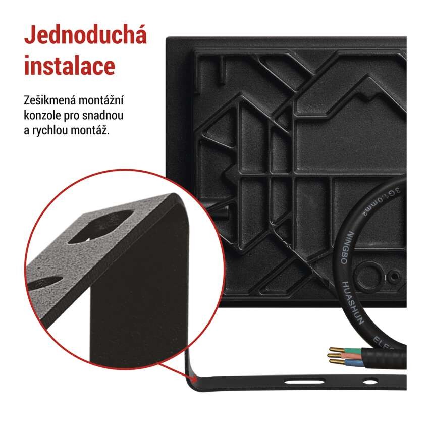 LED reflektor TAMBO, 30 W, 3000 lm, IP65, černý