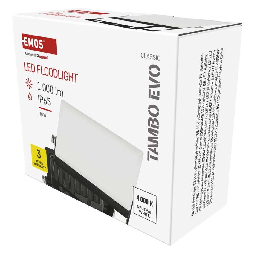 LED reflektor TAMBO EVO, 10 W, 1000 lm, IP65, černý