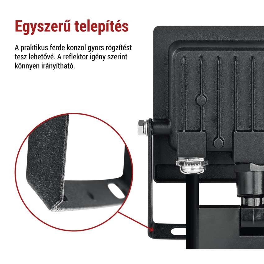 LED-es reflektor TAMBO EVO mozgásérzékelővel, 20 W, 2000 lm, IP65, fekete