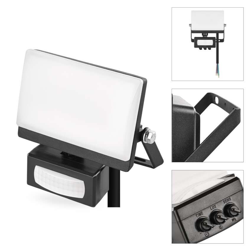 LED reflektor TAMBO EVO  se senzorem pohybu, 20 W, 2000 lm, IP65, černý