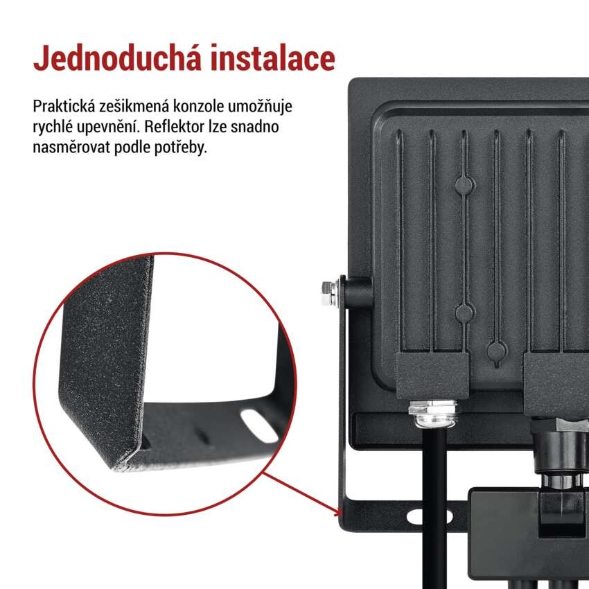 LED reflektor TAMBO EVO se senzorem pohybu, 30 W, 3000 lm, IP65, černý