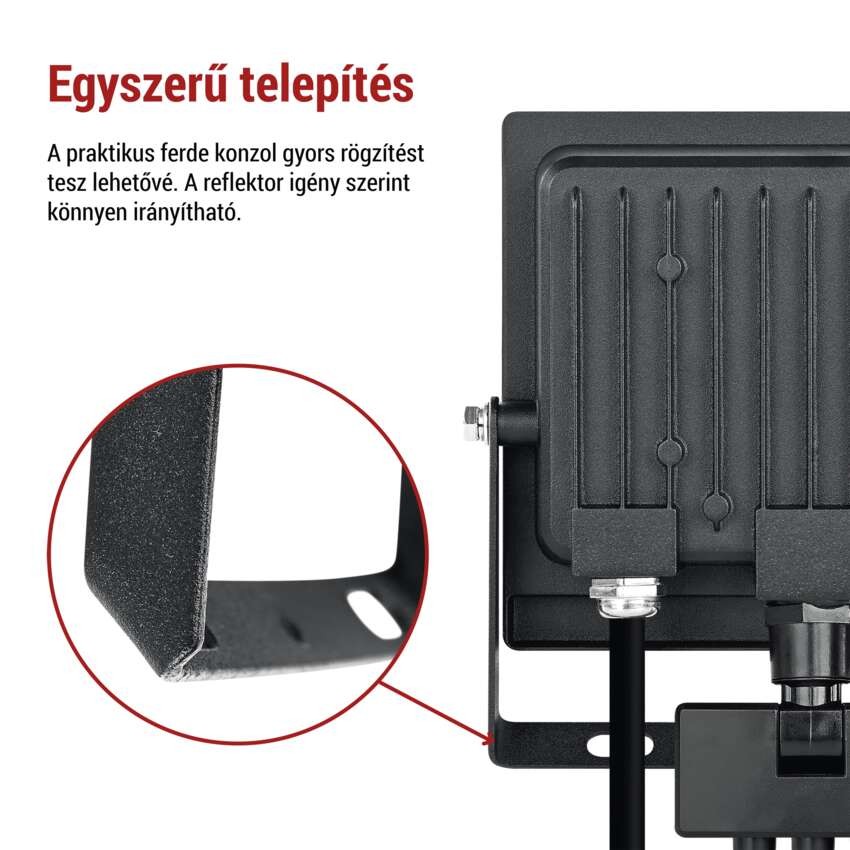 LED-es reflektor TAMBO EVO mozgásérzékelővel, 30 W, 3000 lm, IP65, fekete