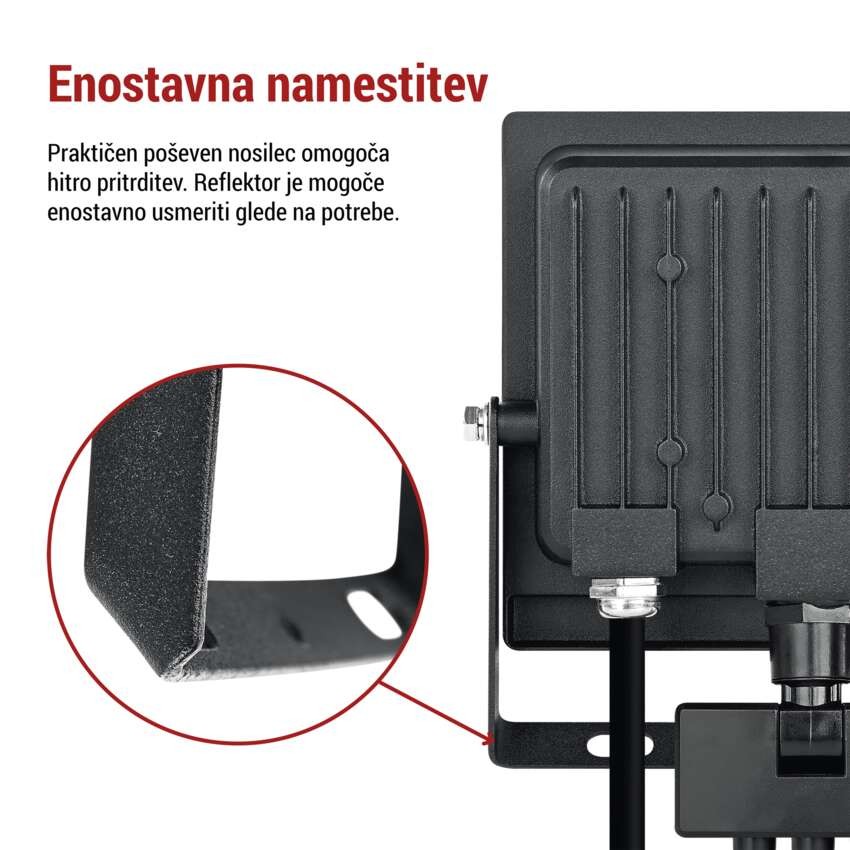 LED reflektor TAMBO EVO s senzorjem gibanja, 30 W, 3000 lm, IP65, črna