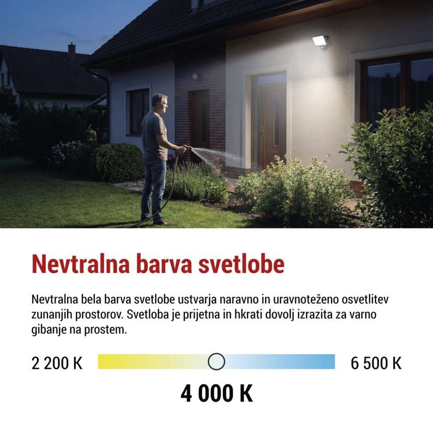 LED reflektor TAMBO EVO s senzorjem gibanja, 30 W, 3000 lm, IP65, črna
