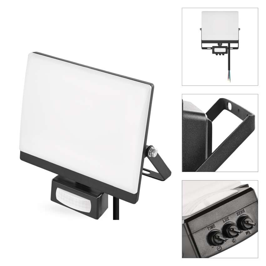 LED reflektor TAMBO EVO se senzorem pohybu, 30 W, 3000 lm, IP65, černý