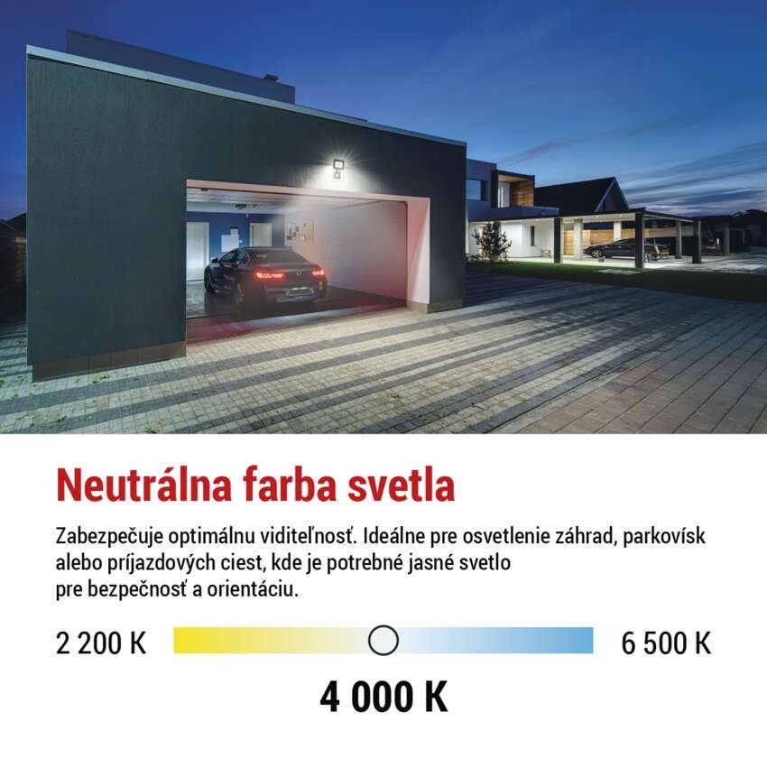 LED reflektor TAMBO so senzorom pohybu, 30 W, 3000 lm, čierny