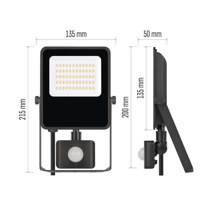 LED reflektor VISIO s pohybovým čidlem, 30 W, černý, neutrální bílá