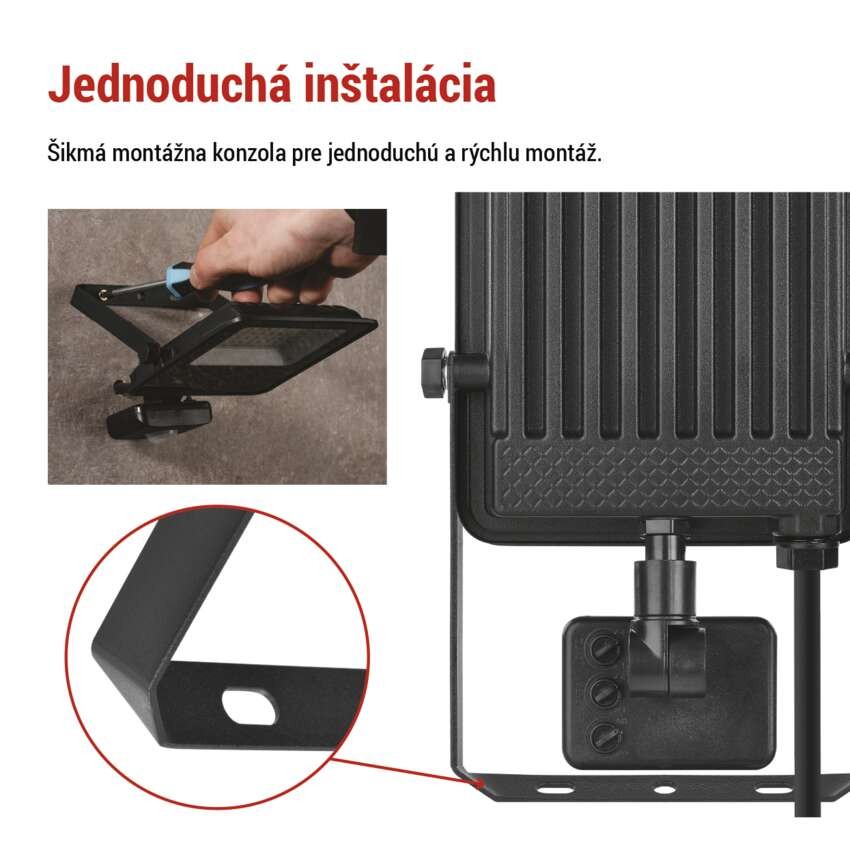 LED reflektor VISIO s pohybovým čidlom, 30 W, neutrálna biela, čierný