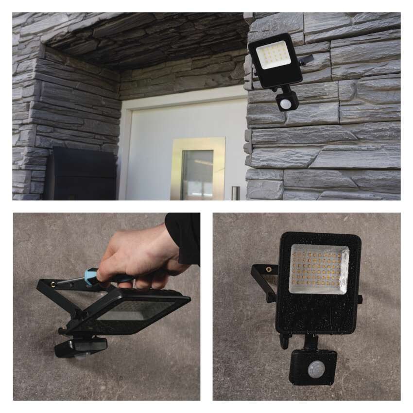 LED reflektor VISIO s pohybovým čidlem, 30 W, černý, neutrální bílá