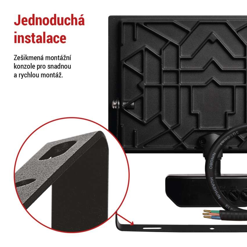 LED reflektor TAMBO se senzorem pohybu, 50 W, 5000 lm, černý