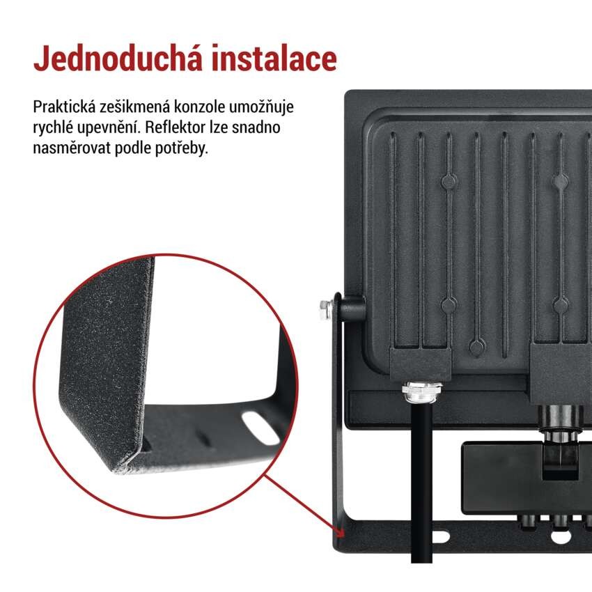 LED reflektor TAMBO EVO se senzorem pohybu, 50 W, 5000 lm, IP65, černý