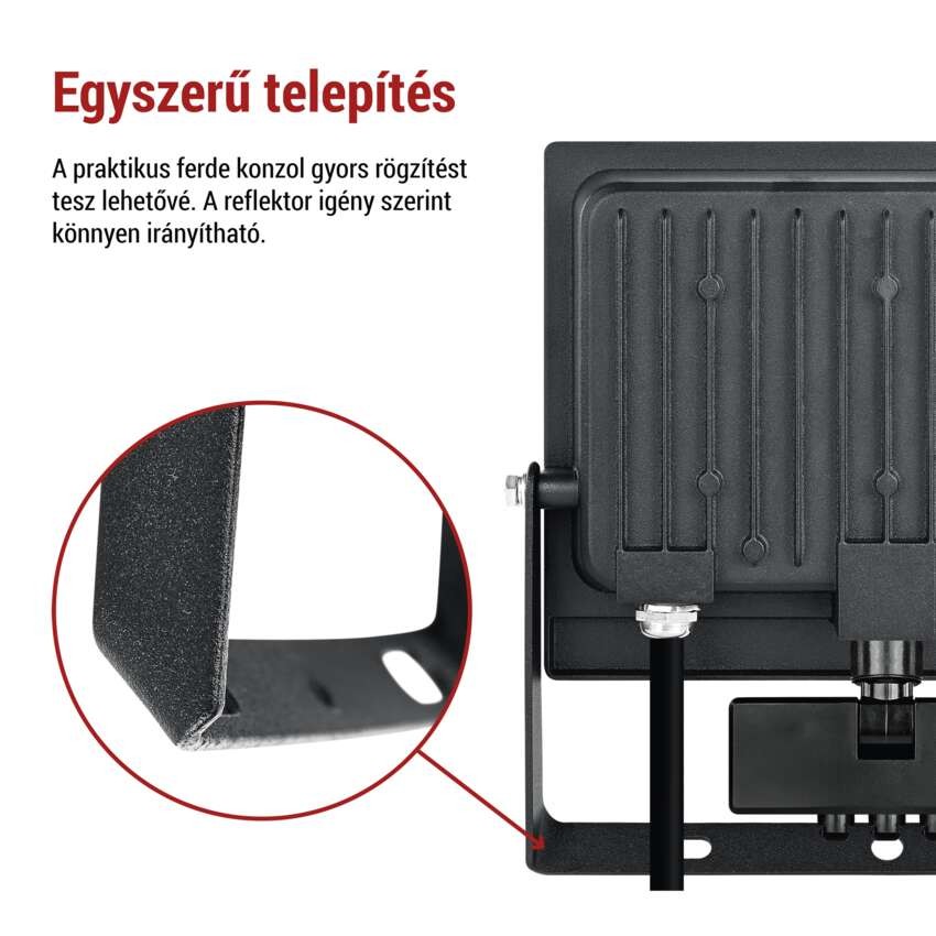 LED-es reflektor TAMBO EVO mozgásérzékelővel, 50 W, 5000 lm, IP65, fekete