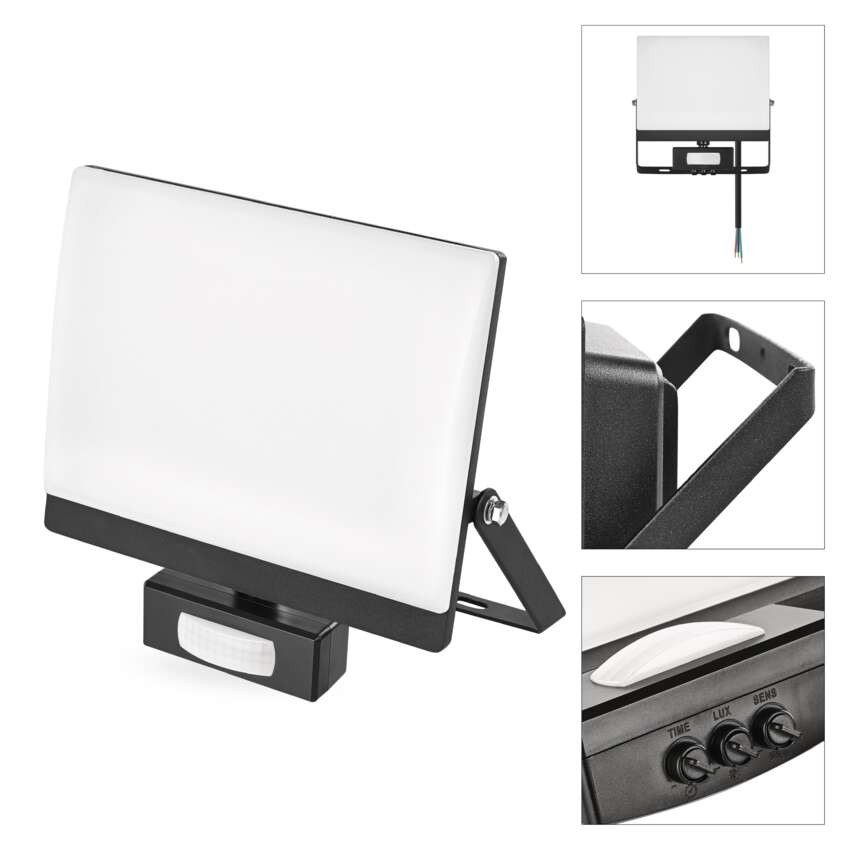 LED reflektor TAMBO EVO se senzorem pohybu, 50 W, 5000 lm, IP65, černý