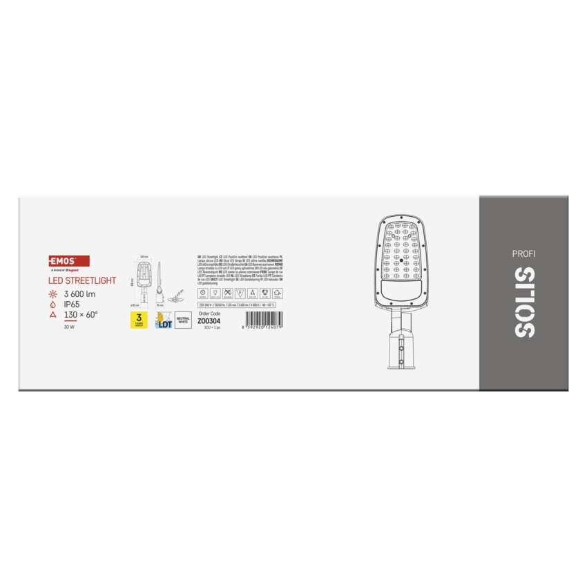 LED veřejné svítidlo SOLIS 30W, 3600 lm, neutrální bílá