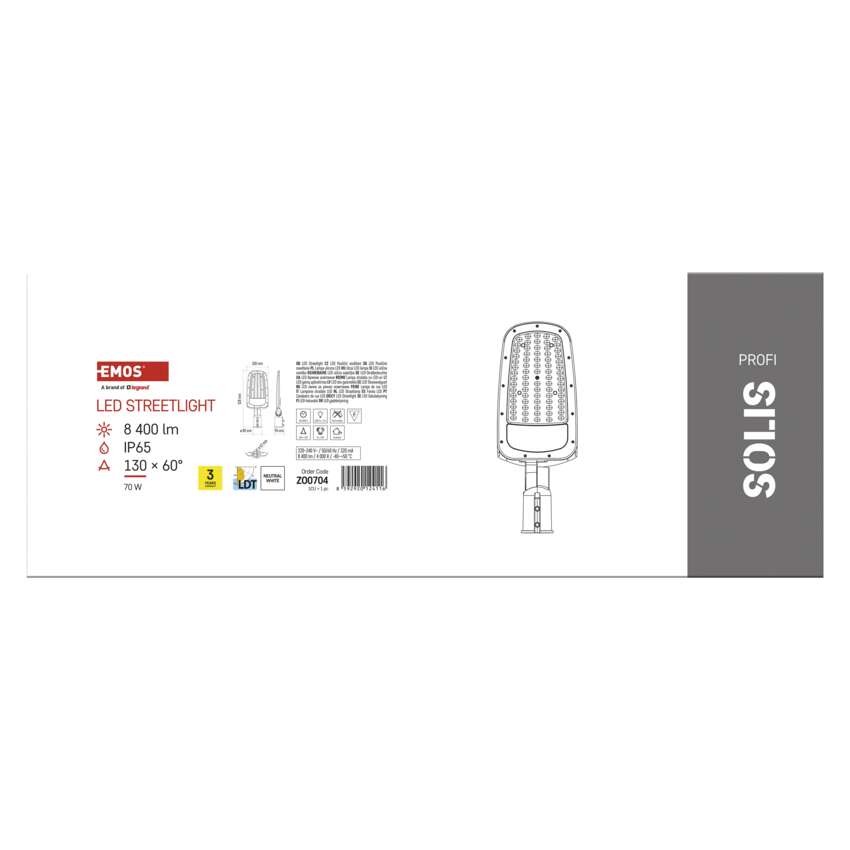 LED veřejné svítidlo SOLIS 70W, 8400 lm, neutrální bílá