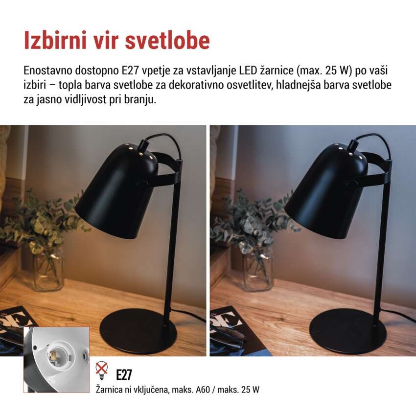 Namizna svetilka NINA črna