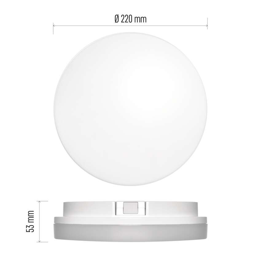 LED Deckenleuchte TORI, rund, weiss 15W warm w., IP54