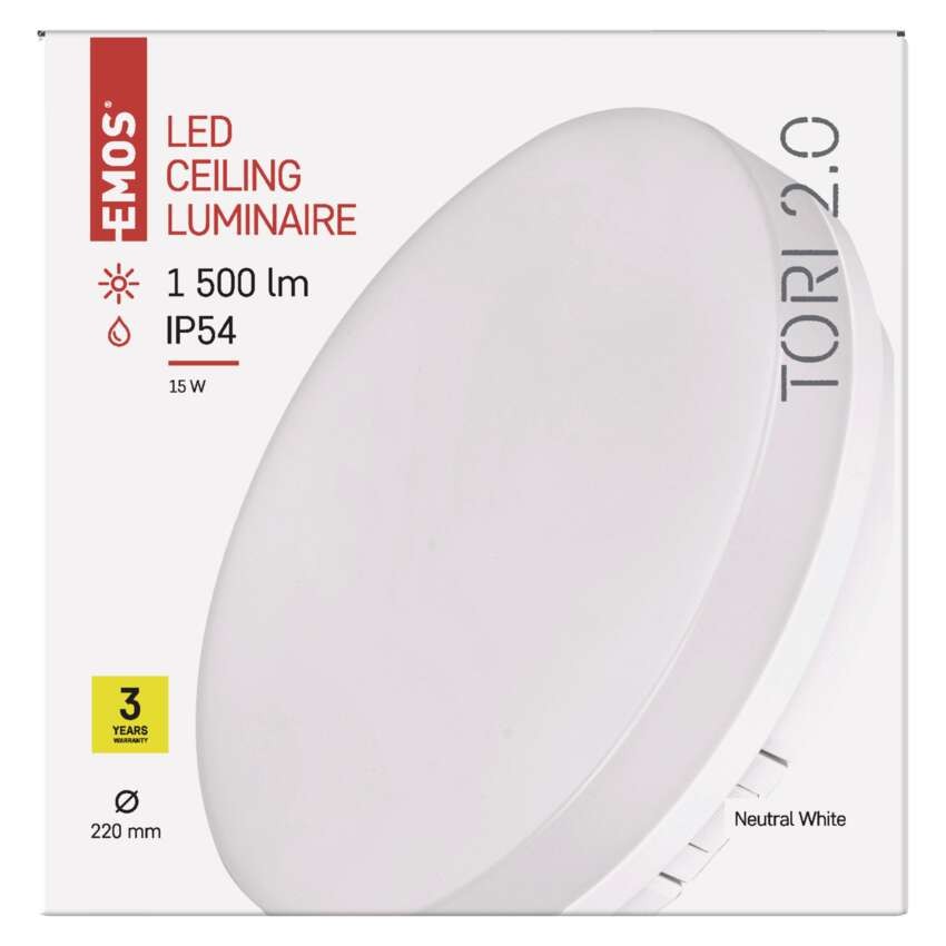 LED svítidlo TORI 22 cm, 15 W, neutrální bílá, IP54