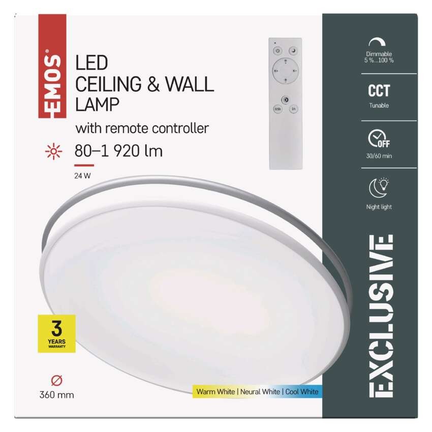 LED Deckenleuchte EXCLUSIVE, rund, 24W, dimmbar, warm/neut./kaltweiß