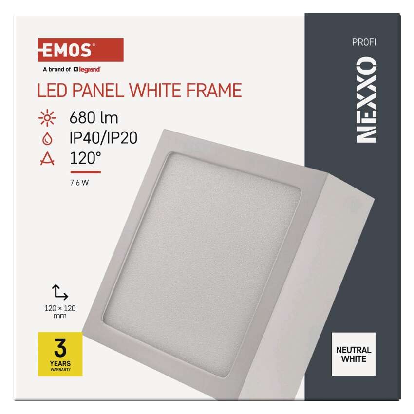 LED přisazené svítidlo NEXXO, čtvercové, bílé, 7,6W, neutrální bílá