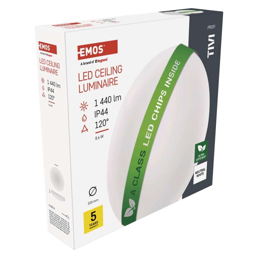LED-Deckenleuchte TIVI, A CLASS, rund weiß 8,6W, IP44, Neutral Weiß