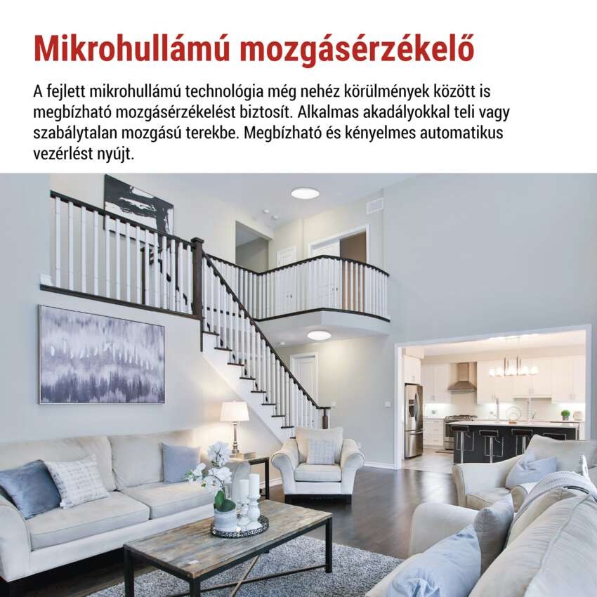 LED mennyezeti lámpatest TIVI, A CLASS, MW sen.kerek, fehér 12,5W, IP44, Természetes fehér