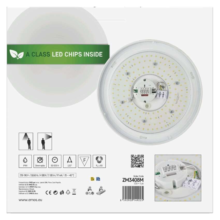 LED-Deckenleuchte TIVI, A CLASS, MW sensor, rund weiß 12,5W, IP44, Neutral Weiß