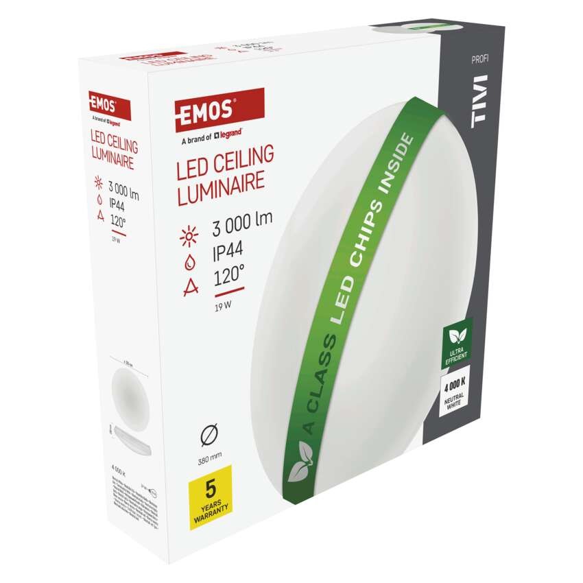 LED-Deckenleuchte TIVI, A CLASS, rund weiß 19W, IP44, Neutral Weiß