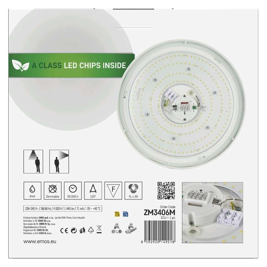 LED-Deckenleuchte TIVI, A CLASS, MW sensor, rund weiß 8,6W, IP44, Neutral Weiß