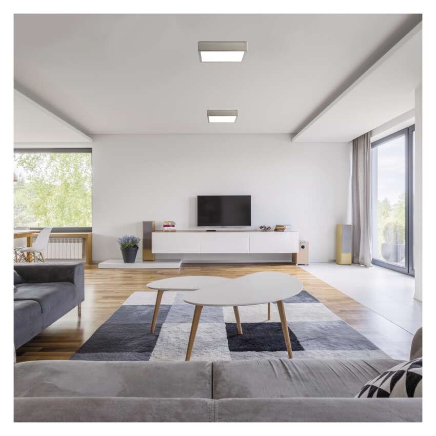 LED svítidlo NEXXO broušený nikl, 22,5 x 22,5 cm, 21 W, teplá/neutrální bílá