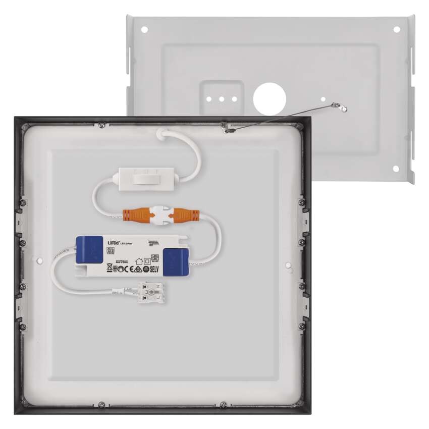 LED-Anbauleuchte NEXXO, quadratisch, schwarz, 21W, mit Change CCT