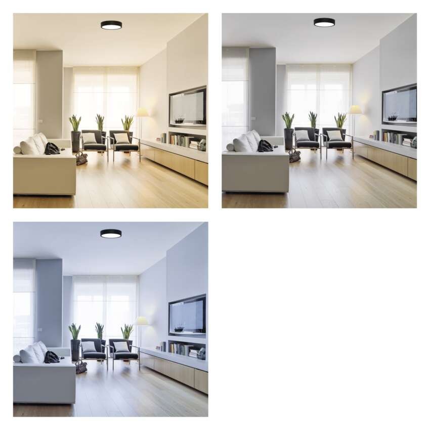 LED surface luminaire NEXXO, round, black, 28.5W, with change CCT