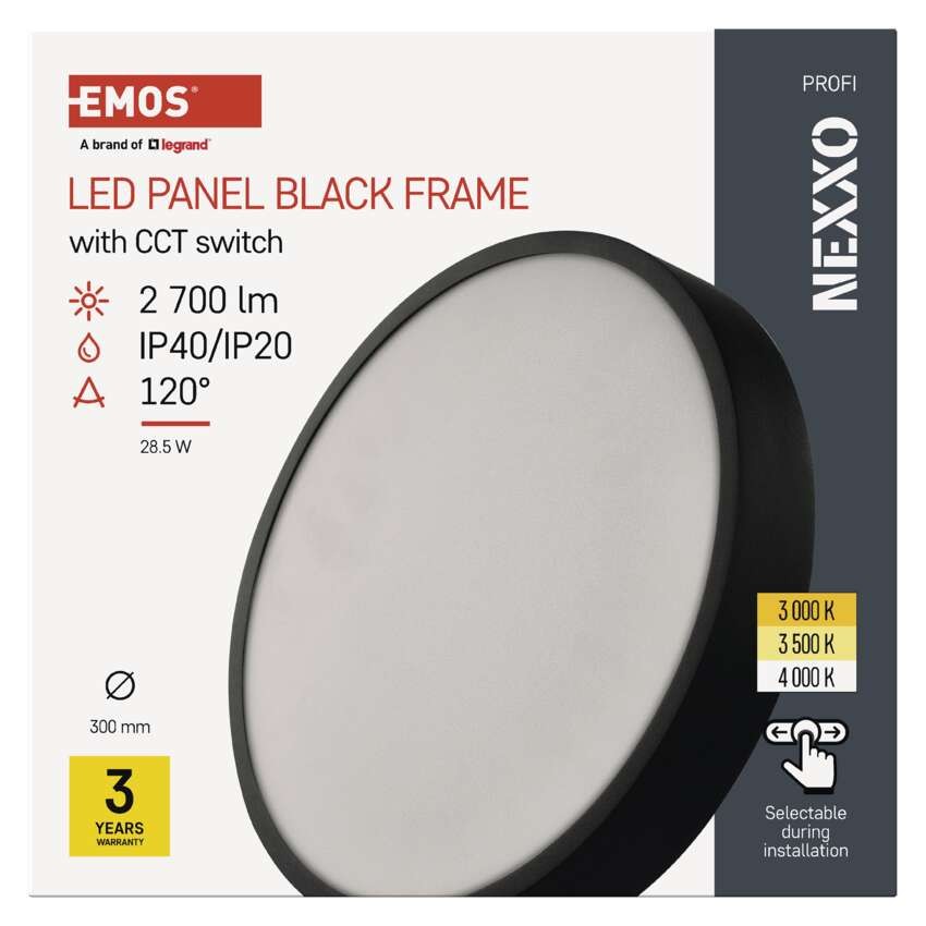LED surface luminaire NEXXO, round, black, 28.5W, with change CCT