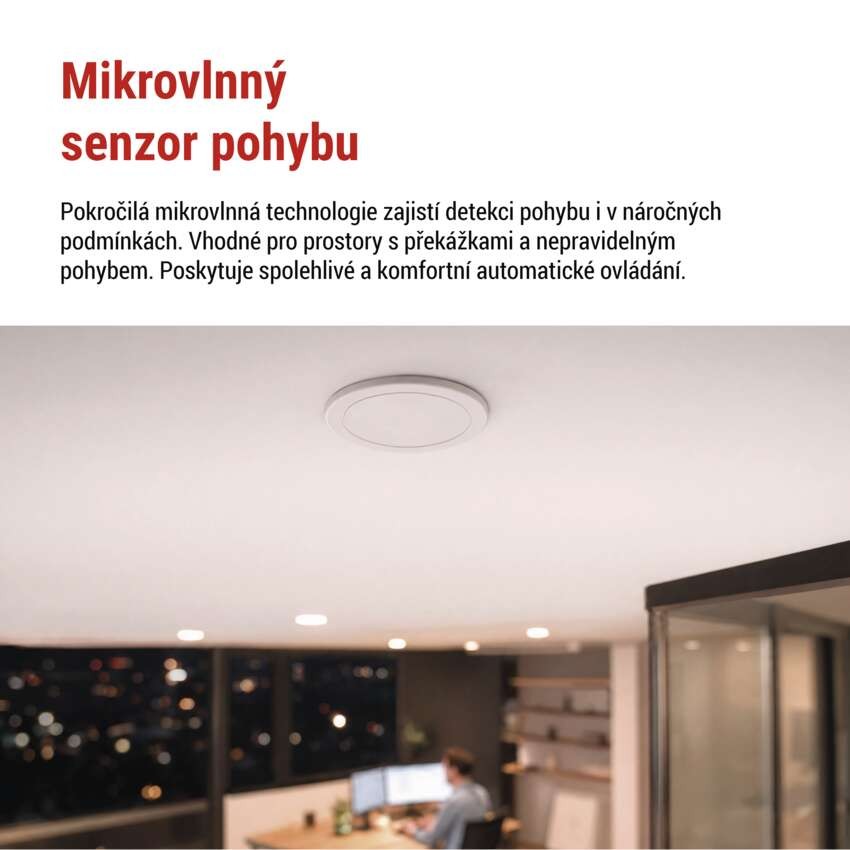 Mikrovlnné čidlo přítomnosti IP20 24GHZ 2000W, bílé