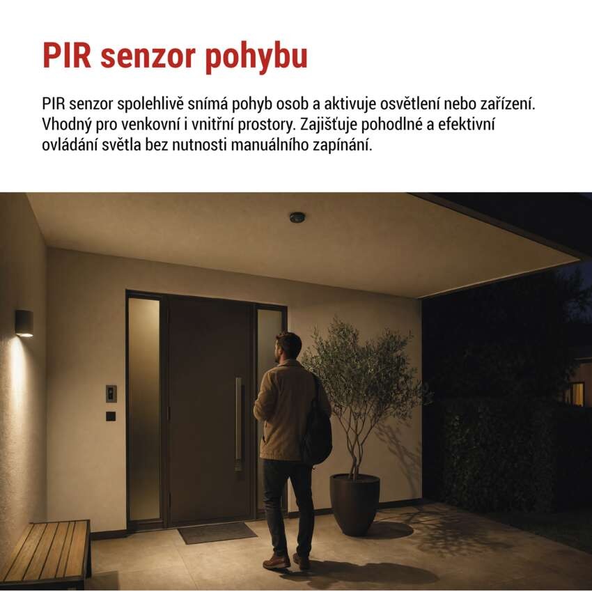 PIR senzor (pohybové čidlo) IP65 2000W, černé