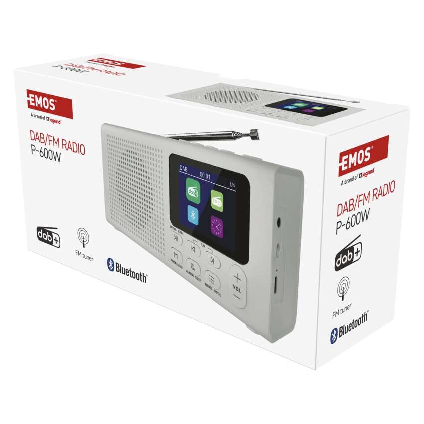Přenosné rádio s Bluetooth, DAB / DAB+ / FM, bílé