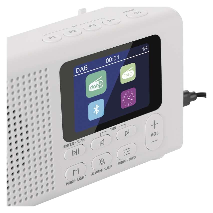 Přenosné rádio s Bluetooth, DAB / DAB+ / FM, bílé