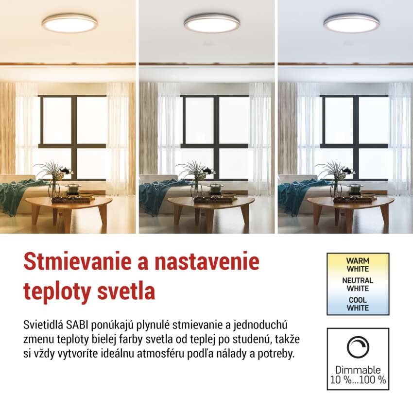 LED prisadené svietidlo SABI, kruhové 30W, stmiev.so zmenou CCT
