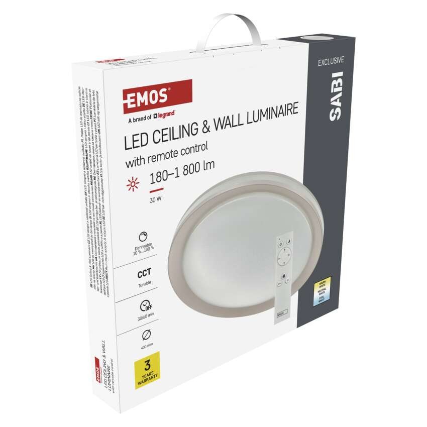 LED Deckenleuchte SABI, rund, 30W, dimmbar, warm/neut./kaltweiß