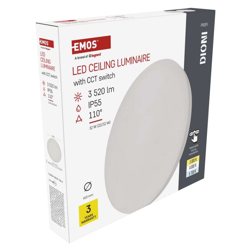 LED přisazené svítidlo DIONI kruhové, bílé, 32W, se změnou CCT