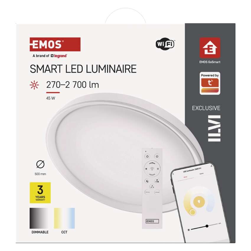 Intelligente LED-Leuchte GoSmart, Einbau, rund, 45W, CCT, dimmbar, WiFi
